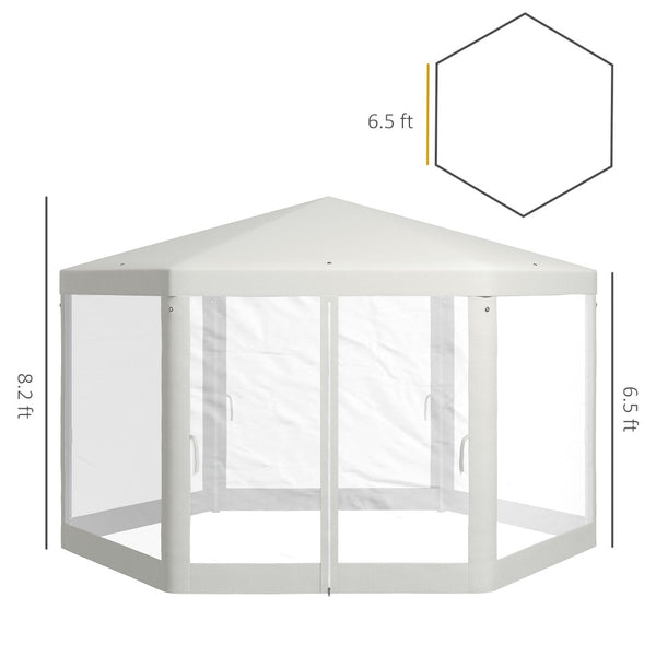 English Elm Outsunny 13' X 11' Hexagon Outdoor Party Tent Canopy With Mesh Sidewalls For Ultimate Sun Protection W2225P174285-GIGA