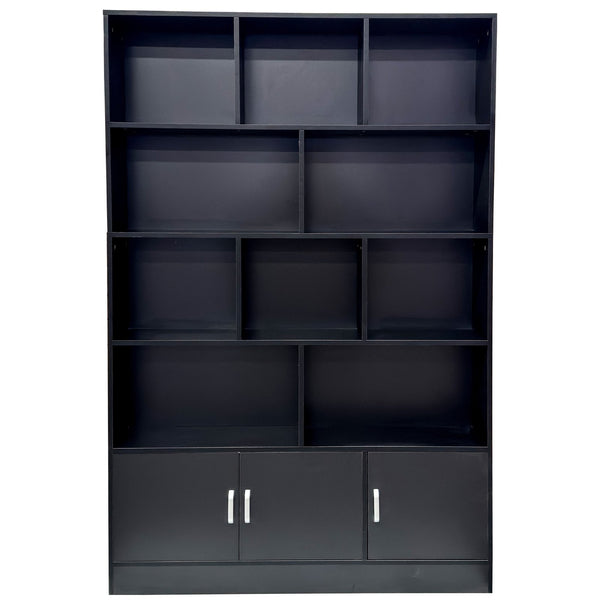 English Elm 70.87" Tall Cube Bookcase with 10 Open Shelves and Cabinet for Living Room or Office W331P377354