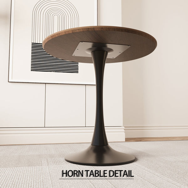 English Elm 31.5" Walnut Color Tulip Dining Table Set With 2 Pu Chairs, Perfect For Small Spaces, 2-4 People W2189S00644