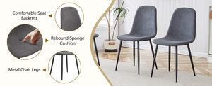English Elm Table and Chair Set Marble Look Glass Top Modern Dining for Six with Gray Linen Seats W1151S04625