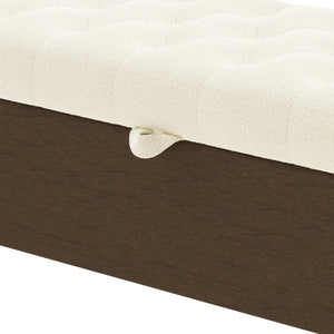 English Elm Modern Boucle Tufted Storage Ottoman Bench with Gold Legs for Bedroom or Entryway Beige N719P305620A