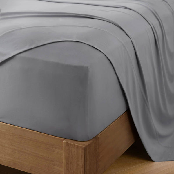 English Elm 4-piece Cal King Stretch Jersey Sheet Set Moisture Wicking Cooling Nylon Spandex Blend Grey B035P437418
