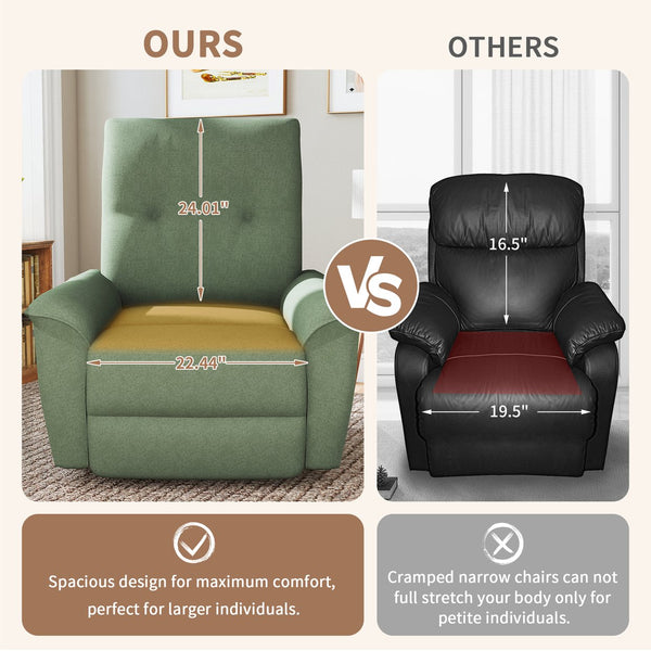 English Elm 270° Swivel Power Recliner Velvet Glider Rocker with Usb Ports for Living Room Dark Green W1028S00059