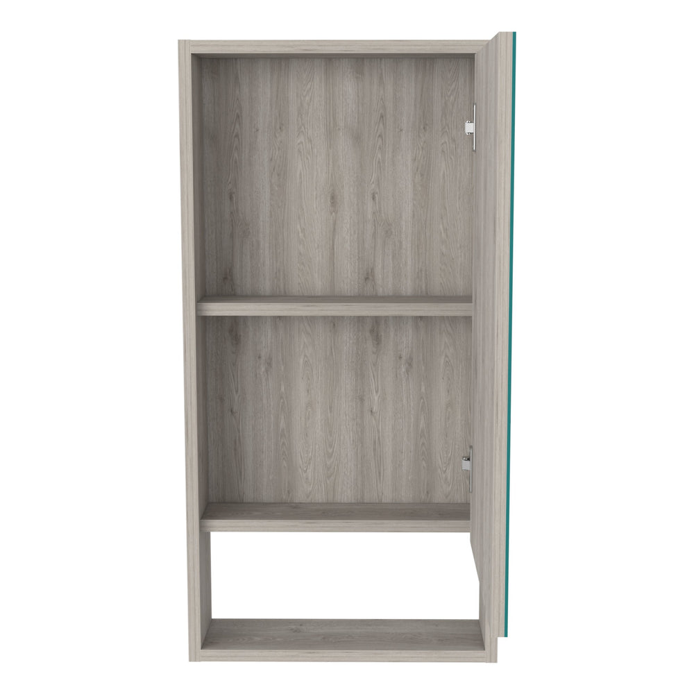 English Elm Medicine Cabinet With Mirror - 35" H Light Gray Storage Solution With Adjustable Shelves & Style B097133127