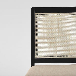 Solid Wood Dining Chair with Rattan Inset Back - Set of 2 Black CATD1EBL Walker Edison