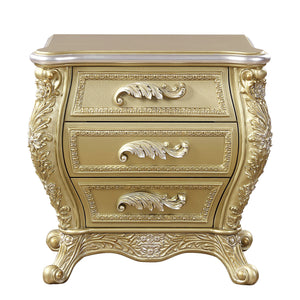 English Elm Gold 3-Drawer Nightstand with Felt-Lined Drawers, Dovetail Construction & Smooth Metal Glides, Elegant Gold Finish for Bedroom Storage and Delicate Item Protection B062P215397