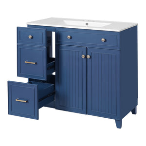 English Elm 36" Modern Bathroom Vanity with Ceramic Sink, Soft-Close Doors, Double-Layer Drawer & Storage Elegance Blue N729P289163C