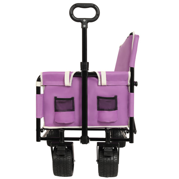 English Elm 3-in-1 Convertible Folding Wagon with Bench Seat Steel Frame 500lb Capacity Purple W2932P283543