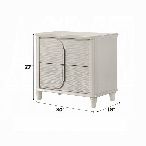 English Elm Pearl Elegant Pearl White Nightstand 2-Drawer Glam Wooden Bedside Table 30"W x18"D x27"H Durable Finish B2741P322567