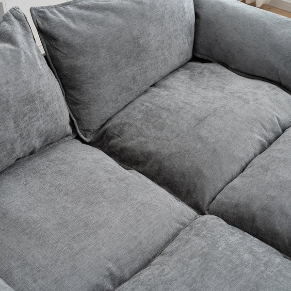 English Elm Convertible Convertible sofa with storage footstools, compact U-shaped 2-seater for small spaces, durable fabric comfort Gray W2012P252429