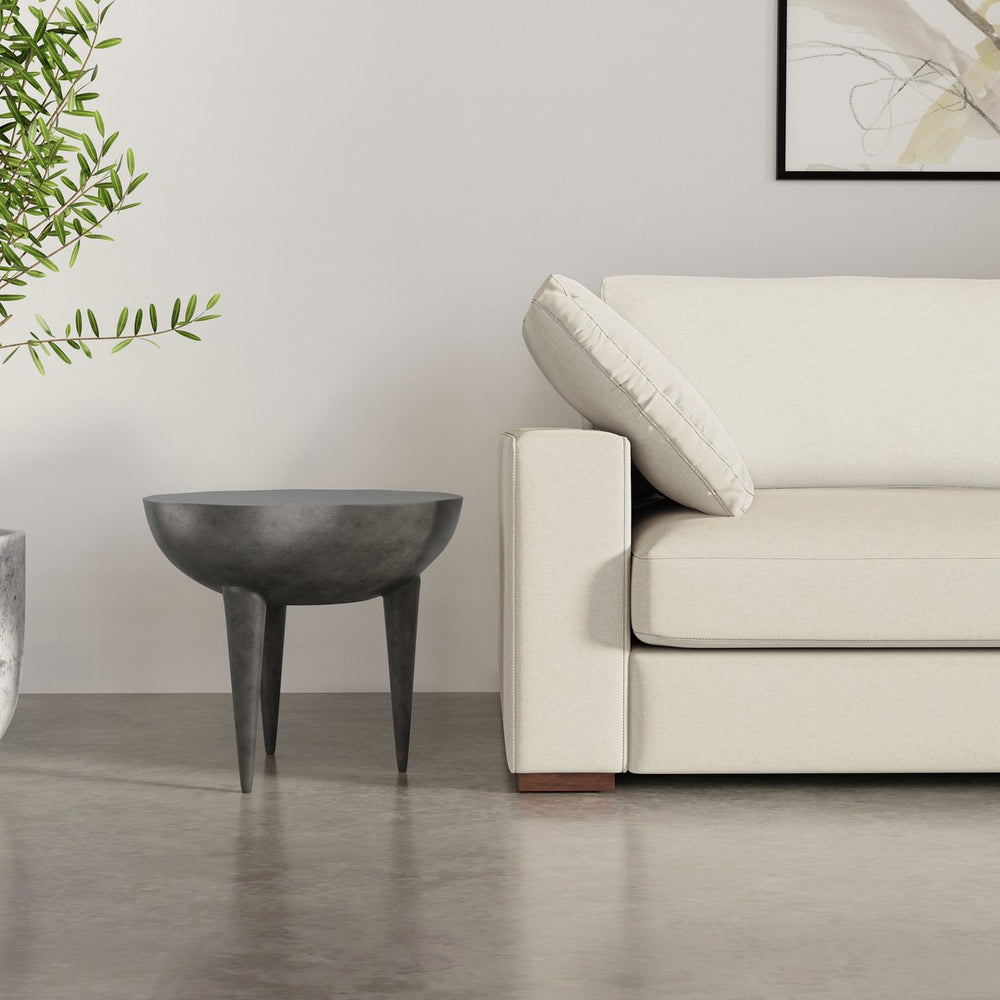 English Elm Otto Handcrafted Cast Aluminum Side Table in Graphite Finish — Convex Top, Tapered Legs, 24" Round B136P239038