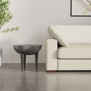 English Elm Otto Handcrafted Cast Aluminum Side Table in Graphite Finish — Convex Top, Tapered Legs, 24" Round B136P239038