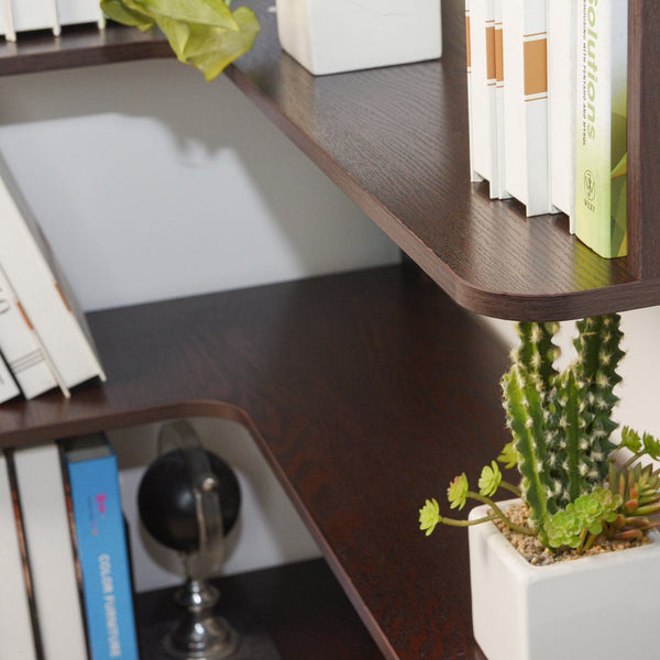 English Elm 90cm L-shaped Corner Bookcase Open Mdf Shelving Unit for Office or Bedroom W2899P444158
