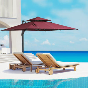 English Elm Outsunny 10Ft Offset Cantilever Patio Umbrella – Versatile Shade Solution With 360° Rotation & Tilt W2225P217598-GIGA