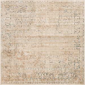 Unique Loom Chateau Jefferson Machine Made Border Rug Beige, Beige/Ivory/Light Brown/Blue 7' 1" x 7' 1"