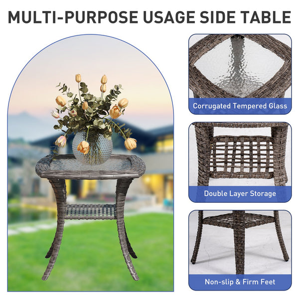 English Elm Jb Nine Piece Outdoor Patio Set Pe Wicker Modular Sofa Swivel Chairs and Side Tables W5382S00013