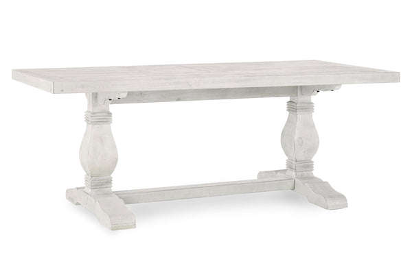 English Elm Caleb 78" Dining Table in Distressed Ivory Antique White - Handcrafted Solid Pine, Rustic Farmhouse Charm B2723S00002