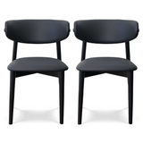 Ashcroft Furniture Korbin Black Vegan Leather Dining Chairs - Set of 2, Modern Style