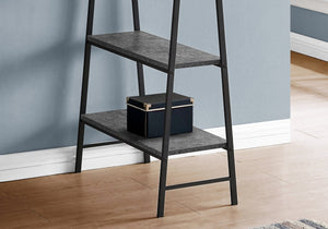 English Elm Computer Desk with Industrial Sawhorse Legs and 4 Open Shelves, 48" Reclaimed Wood-Look Workspace Grey 51 L x 26 W x 5 H B2710P219815