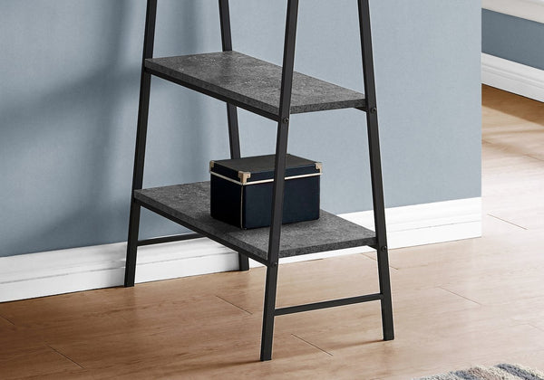 English Elm Computer Desk with Industrial Sawhorse Legs and 4 Open Shelves, 48" Reclaimed Wood-Look Workspace Grey 51 L x 26 W x 5 H B2710P219815