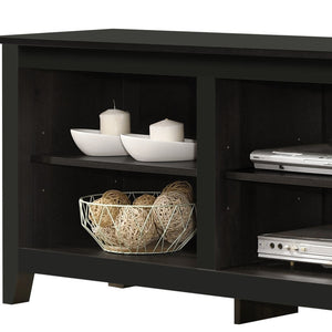 English Elm Tropea 58 Inch Open Shelf Media Console with Oak Finish and Cord Management B2749P413251