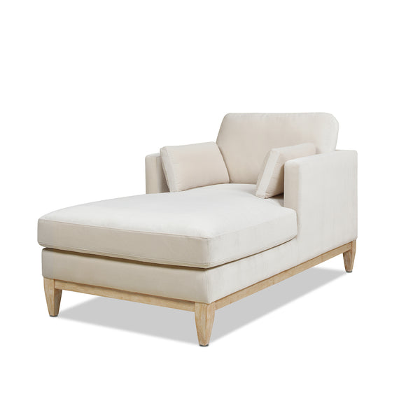 English Elm Jennifer Taylor Home - Knox 65" Modern Farmhouse Chaise Lounge Chair with Plush Performance Velvet, Feather-Down Comfort Beige B2719P238296