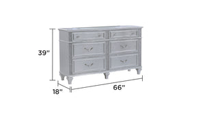 English Elm Mystic 4Pc Queen Bedroom Set With Led Upholstered Headboard & Glam Storage Solutions In Silver B009S01658