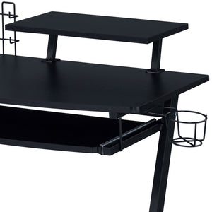 English Elm Black Gaming Desk With Ergonomic Keyboard Tray & Open Storage – Perfect For Home Offices & Gamers! B062P209330