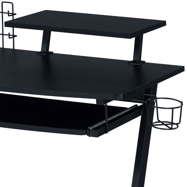 English Elm Black Gaming Desk With Ergonomic Keyboard Tray & Open Storage – Perfect For Home Offices & Gamers! B062P209330