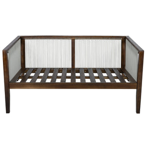 English Elm Outdoor Acacia Wood Loveseat Set with Rope Woven Panels and Matching Coffee Table Beige,Dark Brown N768P408131D