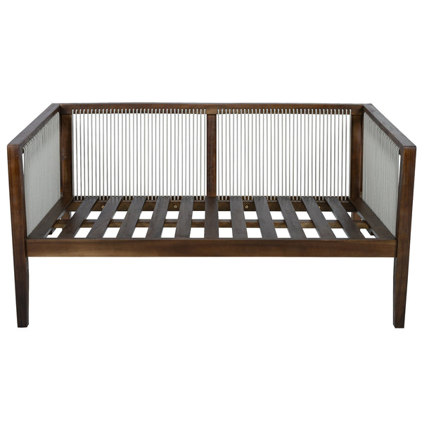 English Elm Outdoor Acacia Wood Loveseat Set with Rope Woven Panels and Matching Coffee Table Beige,Dark Brown N768P408131D