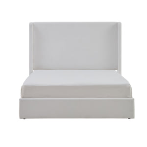 English Elm Carmen Boucle Upholstered Wingback Bed with 52.3" High Headboard, Modern Minimalist Platform Frame White B083P358537