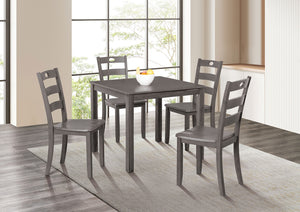 English Elm 5pc Square Dining Set with Slat Back Chairs, Transitional Gray Finish, 36" Table, Easy Assembly B2741P381506