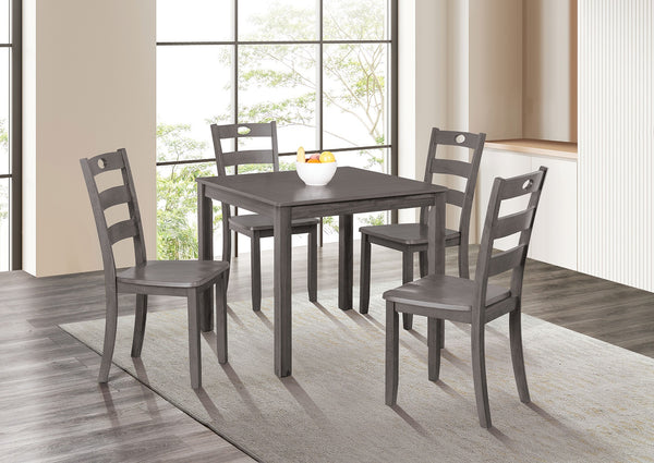 English Elm 5pc Square Dining Set with Slat Back Chairs, Transitional Gray Finish, 36" Table, Easy Assembly B2741P381506