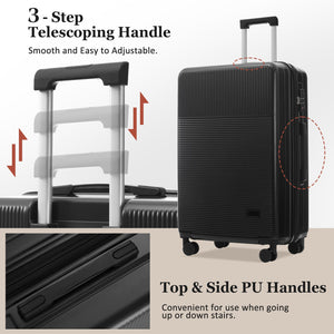 English Elm Luggage 5 Piece Hardside Abs Set with Front Access Carry on and Tsa Spinner Wheels Black N732P391579B