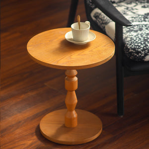 English Elm Round Oak Spindle Leg Accent Table Mid-century Minimalist Style for Living Room W3081P447609