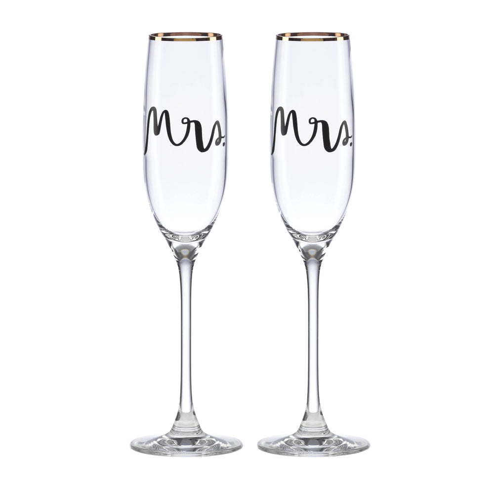 Lenox Kate Spade Wedding Party Mrs. & Mrs. 2-Piece Champagne Flute Set Clear, GOLD GLASS,CRYSTAL 882965