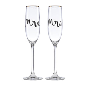 Lenox Kate Spade Wedding Party Mrs. & Mrs. 2-Piece Champagne Flute Set Clear, GOLD GLASS,CRYSTAL 882965