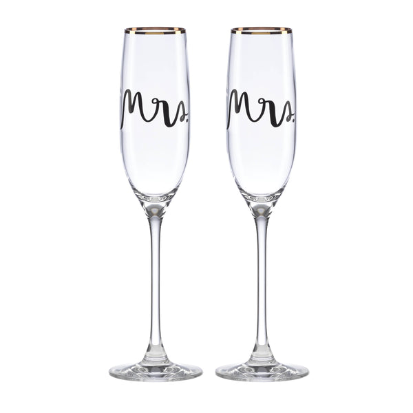Lenox Kate Spade Wedding Party Mrs. & Mrs. 2-Piece Champagne Flute Set Clear, GOLD GLASS,CRYSTAL 882965