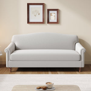 English Elm Modern Chenille Loveseat with Rolled Arms Pocket Spring Cushions and Rubberwood Legs N763P362173R