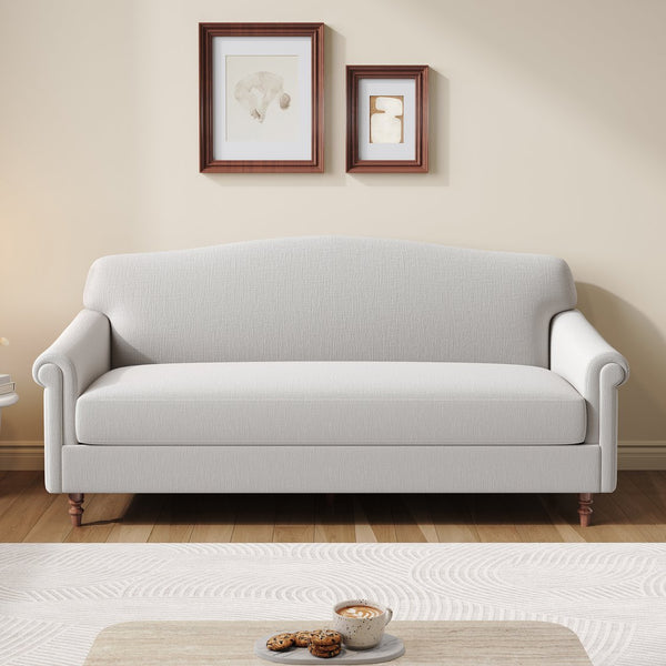 English Elm Modern Chenille Loveseat with Rolled Arms Pocket Spring Cushions and Rubberwood Legs N763P362173R