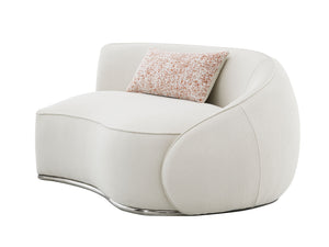 English Elm Sahara Beige Boucle Sectional Sofa with 3 Pillows — Modern Stainless Steel Base, Pocket Coil Comfort and Durable Wood Frame B2726S00249