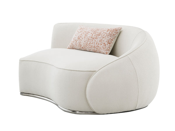 English Elm Sahara Beige Boucle Sectional Sofa with 3 Pillows — Modern Stainless Steel Base, Pocket Coil Comfort and Durable Wood Frame B2726S00249