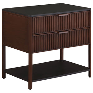 English Elm Tova Fluted 2-drawer Metal Frame Side Table with Open Shelf for Bedroom Living Room B062P451995