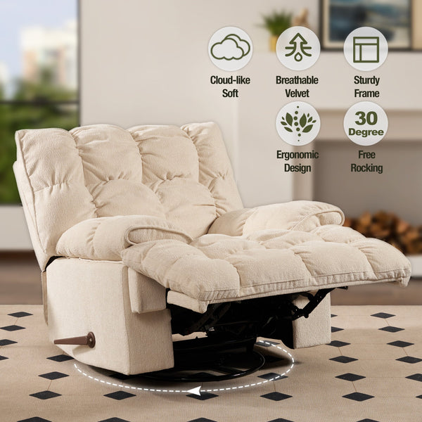 English Elm Sitjoy Swivel Recliner Plush High Back Lounge Chair for Living Room or Gaming W1713P144780