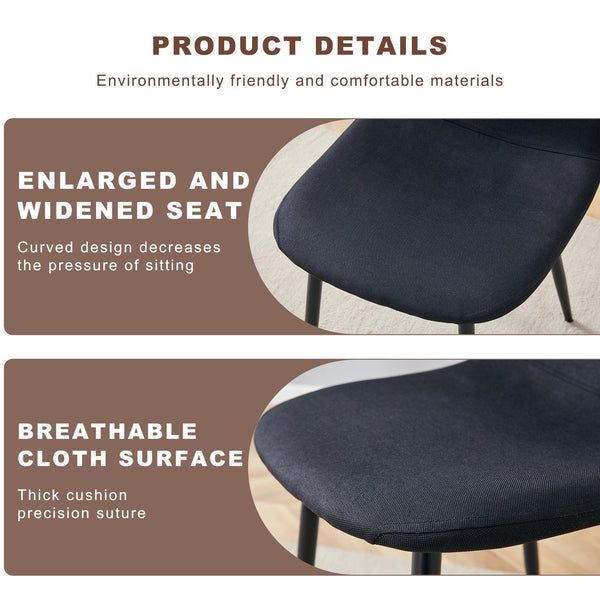 English Elm Table and Chair Set Adjustable Height Mdf Wood Grain Top with Four Linen Dining Chairs Black,Natural Wood W1151S03768