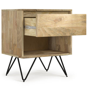 English Elm Hunter Nightstand Natural Mango Wood & Metal | Handcrafted 16"x20"x24" Modern Industrial End Table B136P203434
