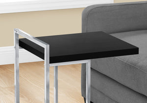 English Elm Accent Table, C-Shaped Modern Design With Black Laminate Top And Chrome Base For Compact Spaces B2710P219379