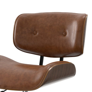 English Elm Dax Bentwood Office Chair Tan Vegan Leather Upholstered Swivel, Tufted Padded Seat, Adjustable Height B136P203491