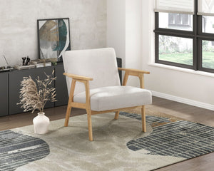 English Elm Modern Mid-Century Accent Chair Walnut Frame with Textured Linen Upholstery and Cushioned Seat Comfortfulness Beige,Natural 26.5 L x 23.5 W x 10 H B011P308034